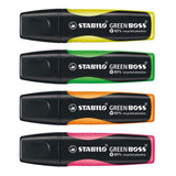 Marqueur de texte Stabilo 6070 4 boss vert 2-5mm vert, jaune, orange, rose