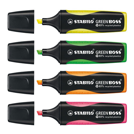 Marqueur de texte Stabilo 6070 4 boss vert 2-5mm vert, jaune, orange, rose
