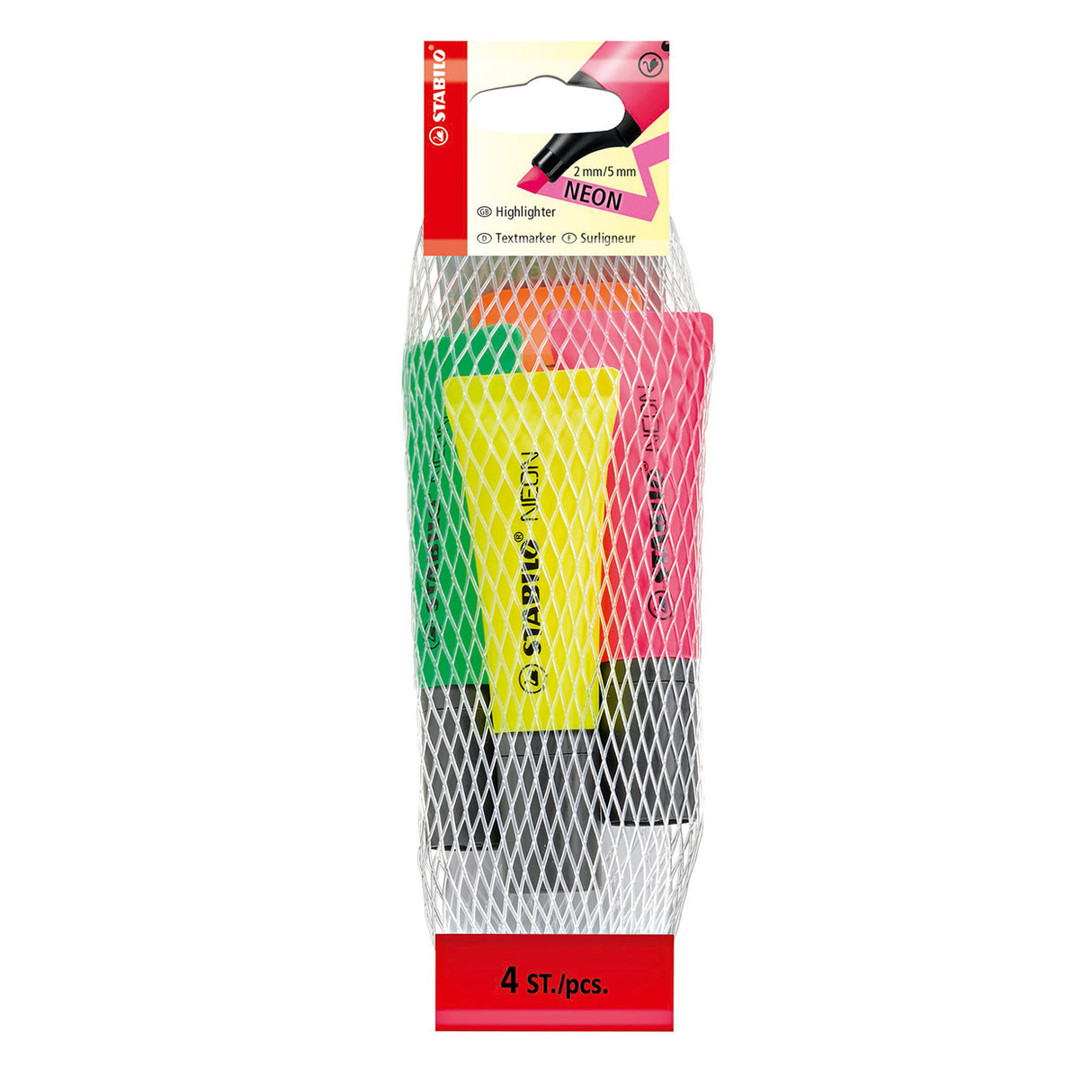 Stabilo néon - surligneur - lot de 4 pièces