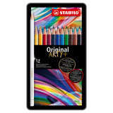 Stabilo original - crayon de couleur à mine fine - coffret métal 12 pcs.
