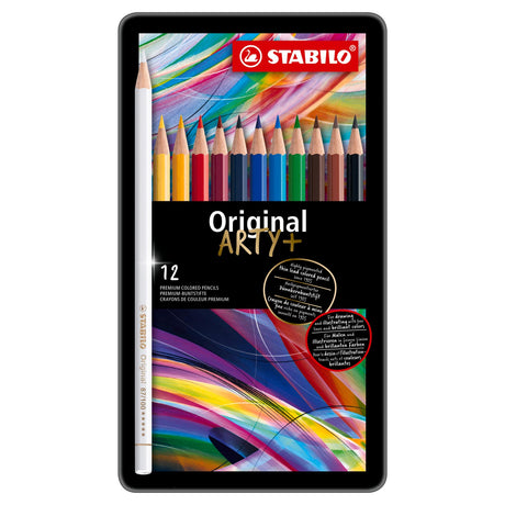 Stabilo original - crayon de couleur à mine fine - coffret métal 12 pcs.