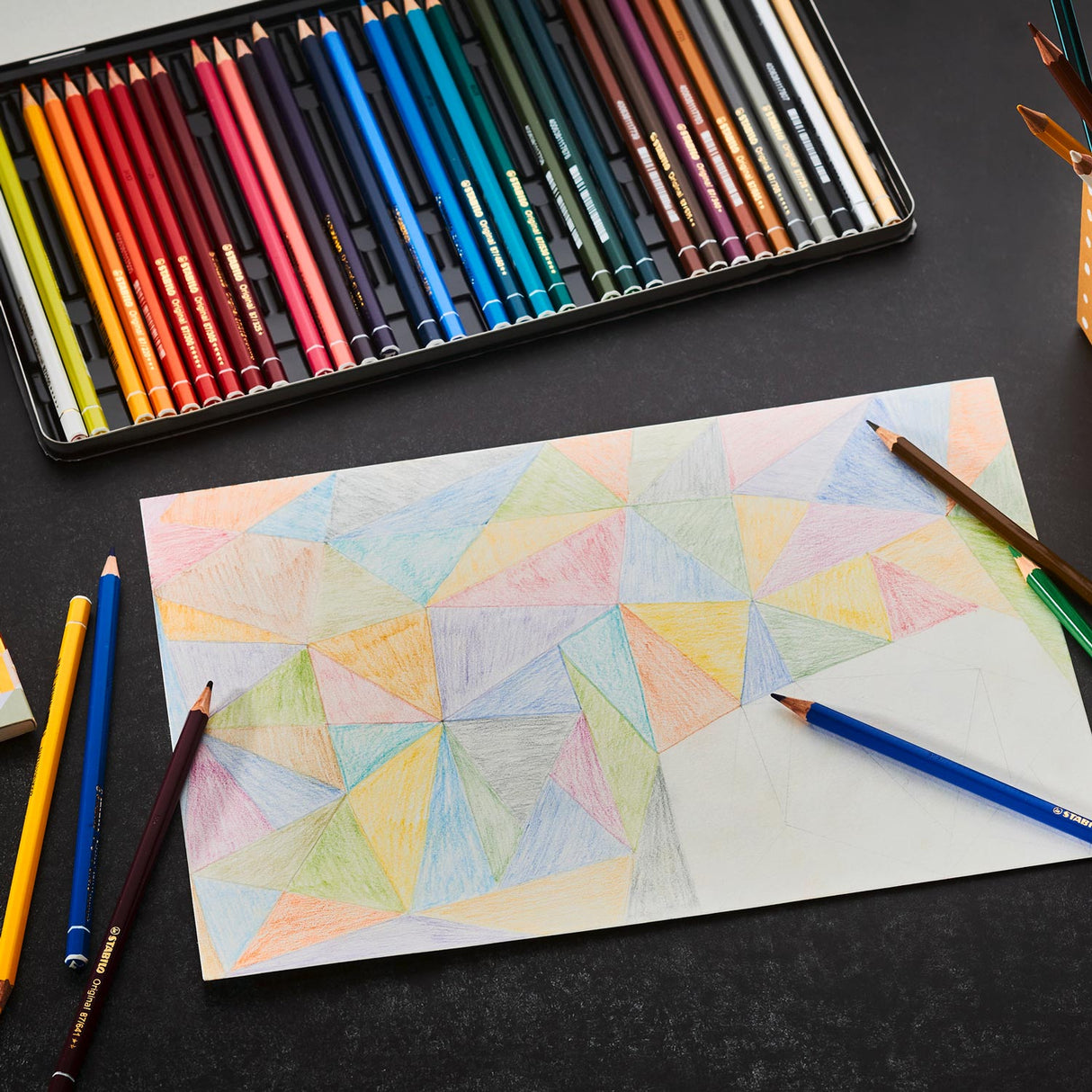 Stabilo original - crayon de couleur à mine fine - coffret métal 12 pcs.
