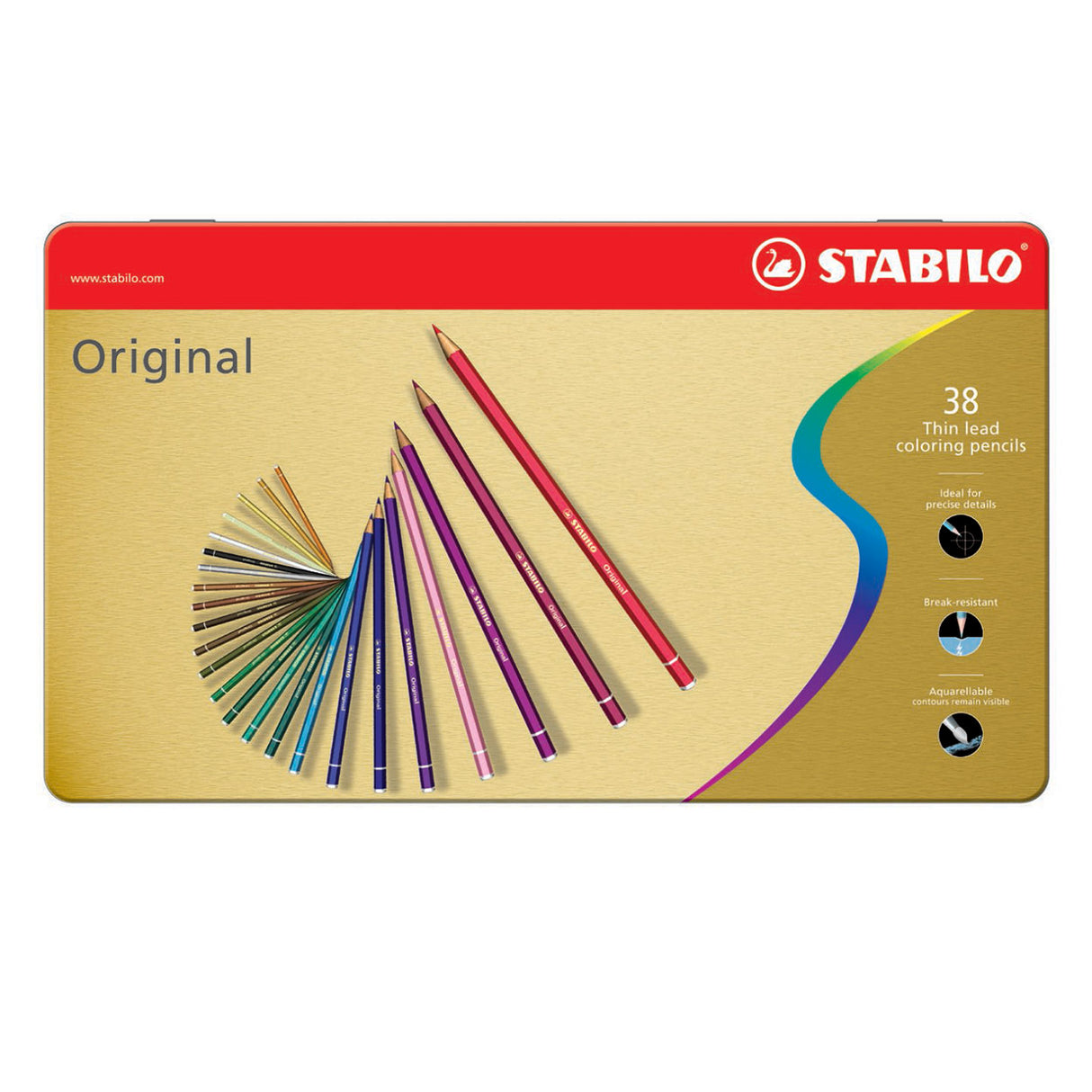 Stabilo Original faarweg Bleistift Metalbox, 38st.