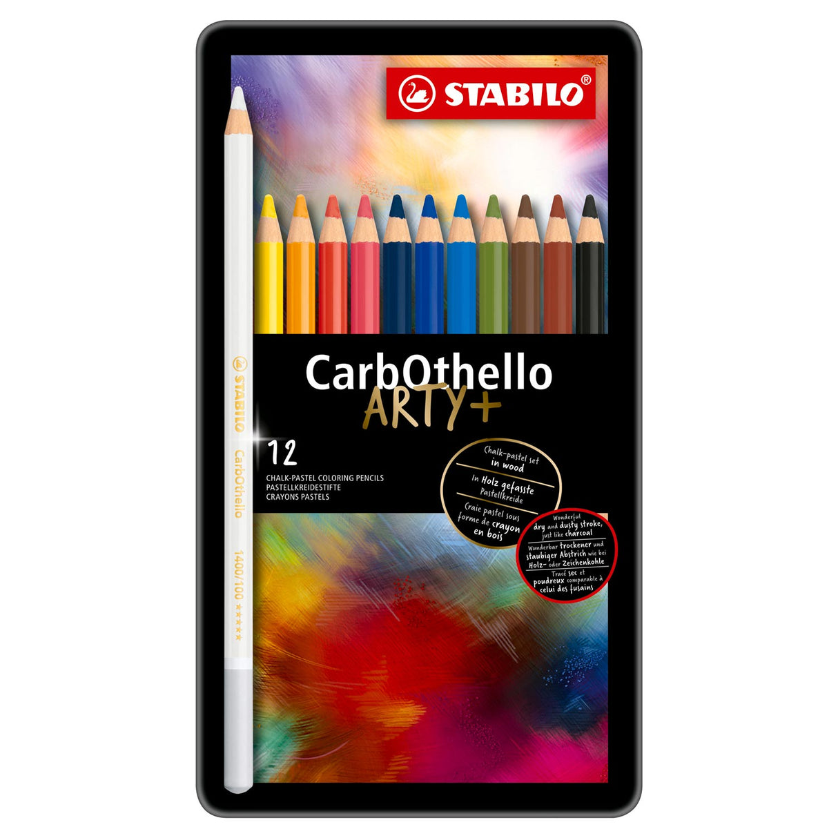 Stabilo carbothello - crayon de couleur pastel citron vert - set en métal 12 pcs.