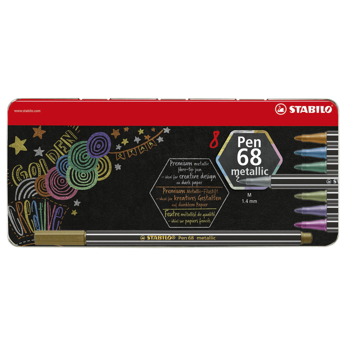 Stabilo pen 68 metallic metal box felt -tip pens, 8th.