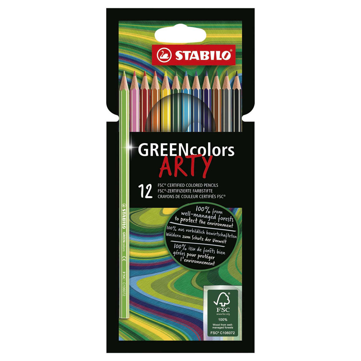 Abi stlo greencolors crayons de couleur arty étui de 12 pièces