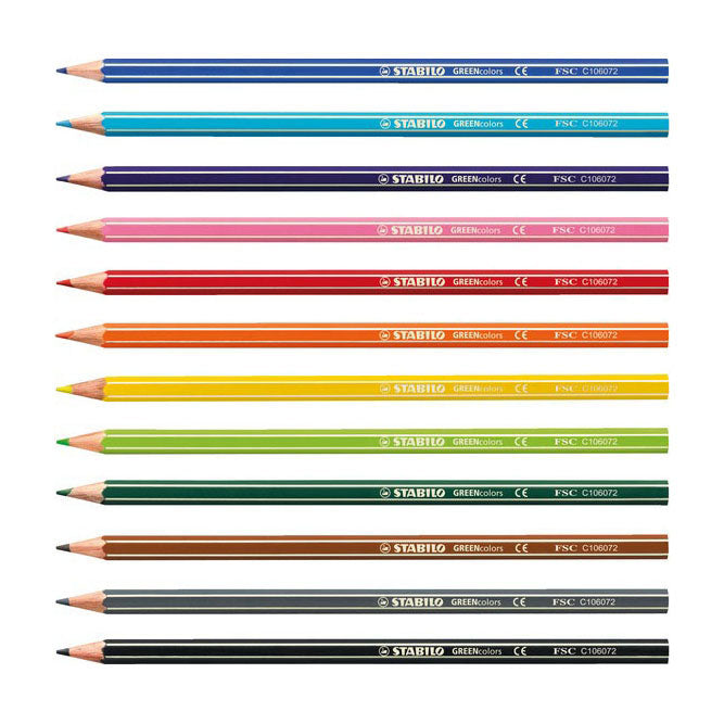 Abi stlo greencolors crayons de couleur arty étui de 12 pièces