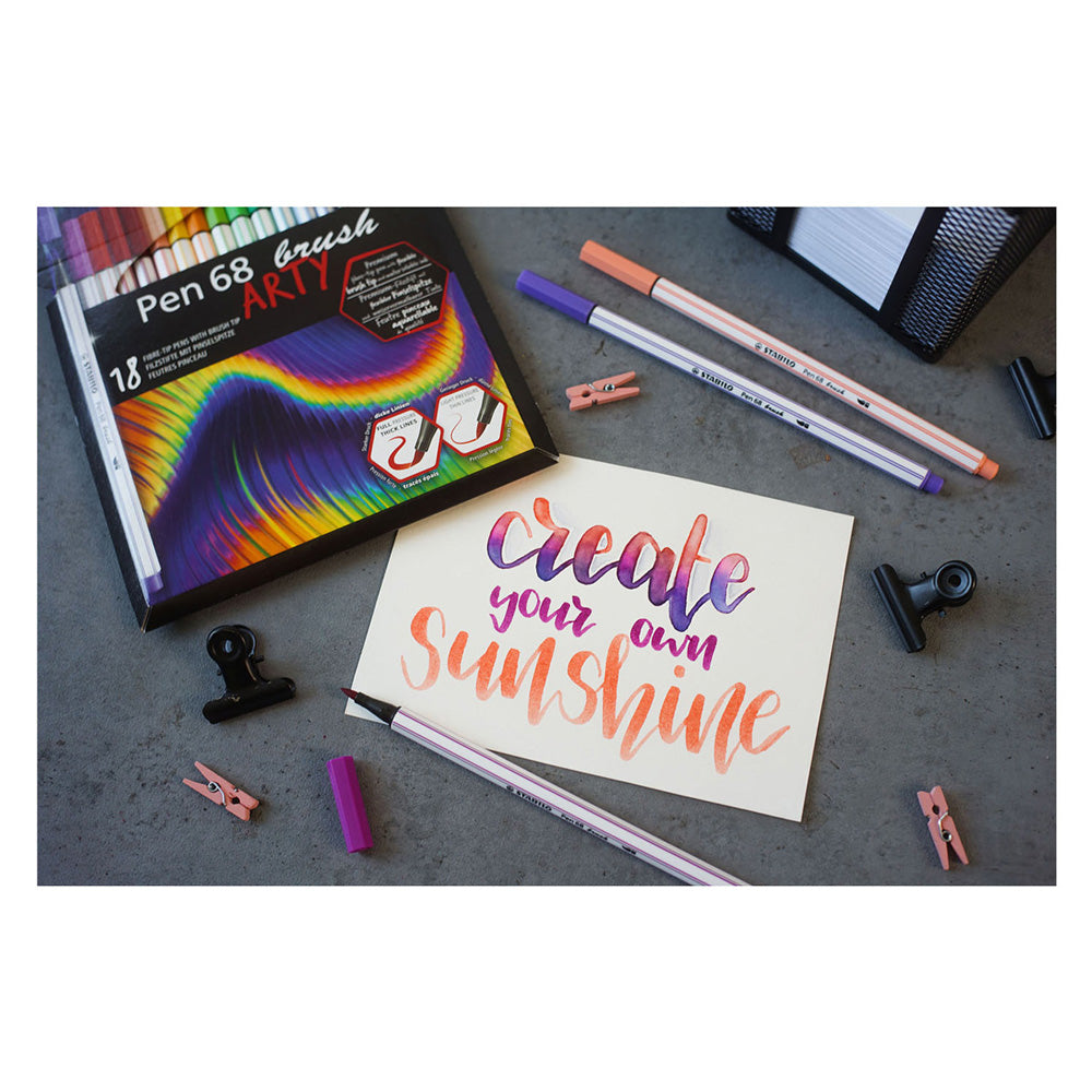 Stabilo pen 68 pinceau - feutre - arty - set de 18 pièces
