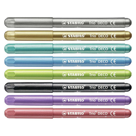 Stabilo trio déco - feutre métallique - avec pointe extra épaisse 3,0 mm - étui de 8 couleurs