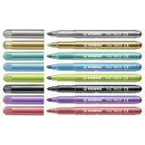 Stabilo trio déco - feutre métallique - avec pointe extra épaisse 3,0 mm - étui de 8 couleurs
