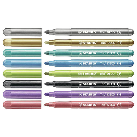 Stabilo trio déco - feutre métallique - avec pointe extra épaisse 3,0 mm - étui de 8 couleurs