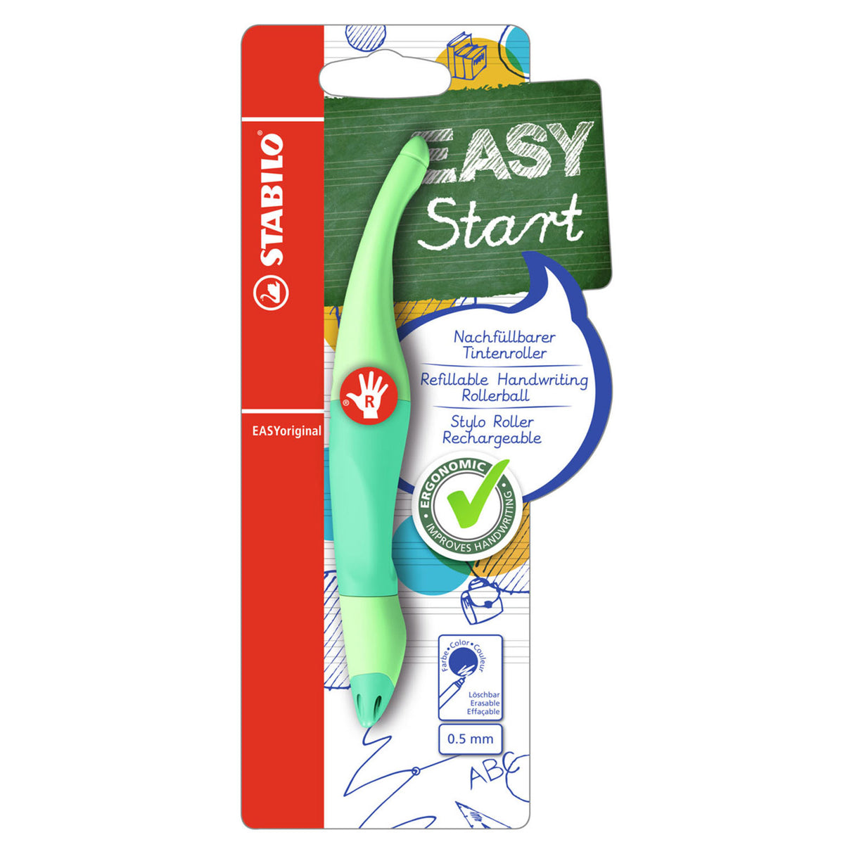 Stabilo easyoriginal ergonomic rollerball derecha -gap menta con menta