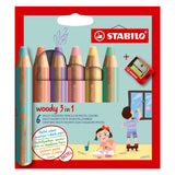 STABILO WOODY 3IN1 CURS - 6 couleurs + lingettes de crayon