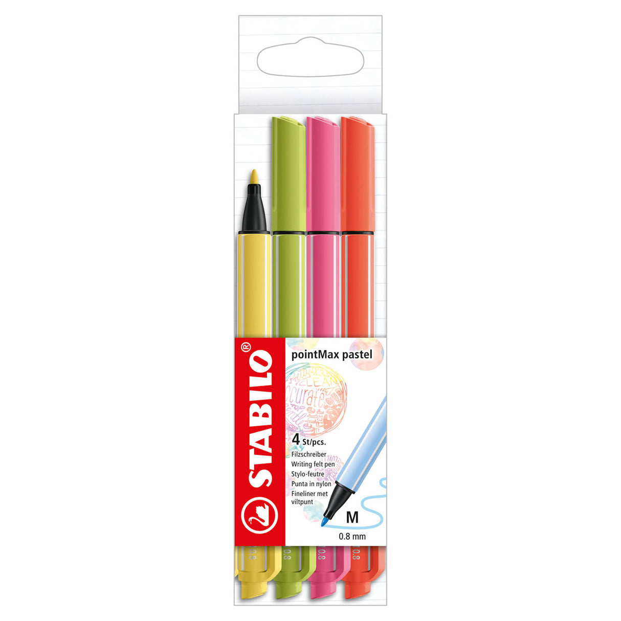 Stabilo pointmax pastel - feutre fin à pointe dure - lot de 4 pièces