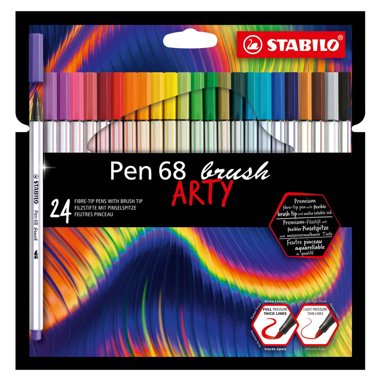 Stabilo pen 68 pinceau - feutre - arty - set de 24 pièces