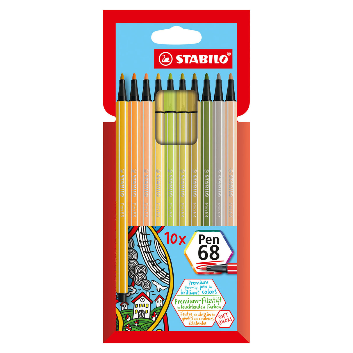 Stabilo Pen 68 Felt -Tip PENS 10 stycken