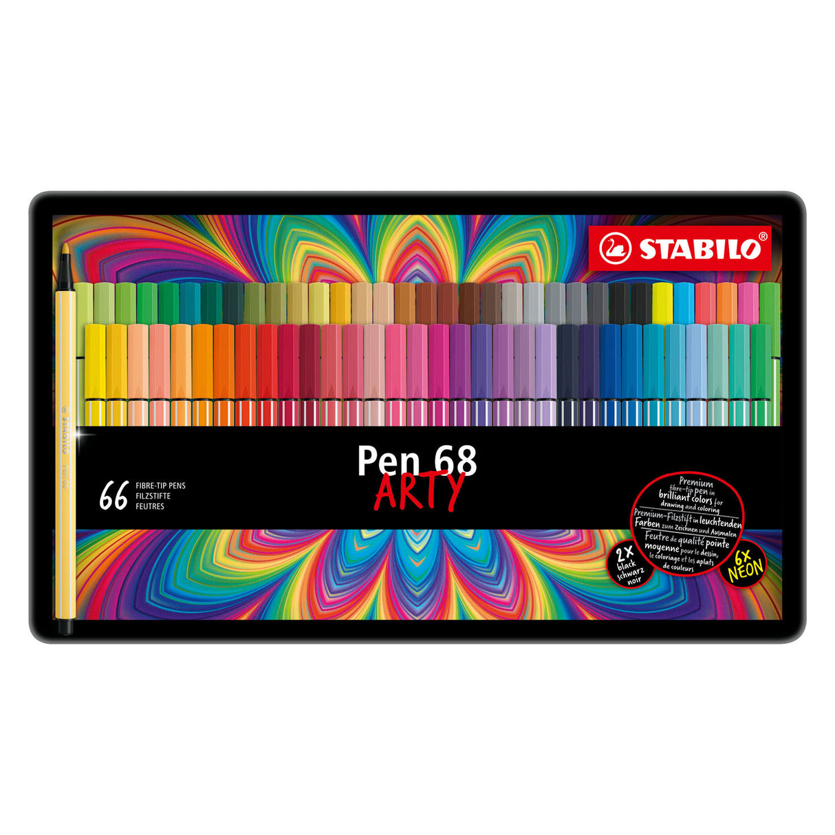 Stabilo Pen 68 Arty Metal Box -Tip Pens, 66º.