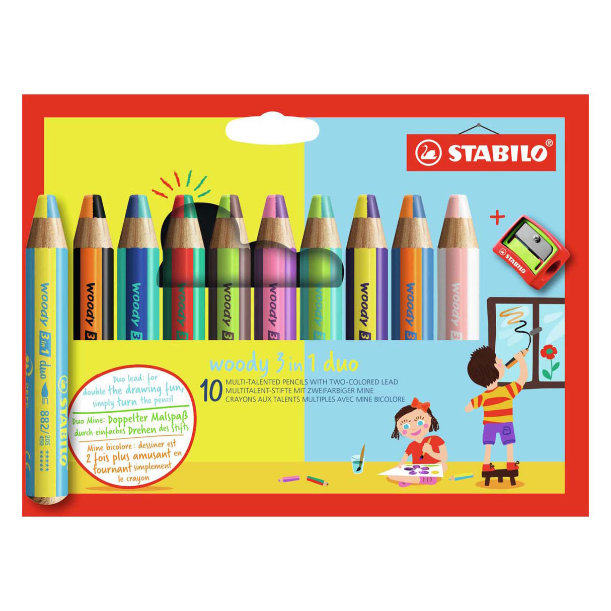 Duo Stabilo Woody 3in1 avec un crayon Sharper, 11dlg.