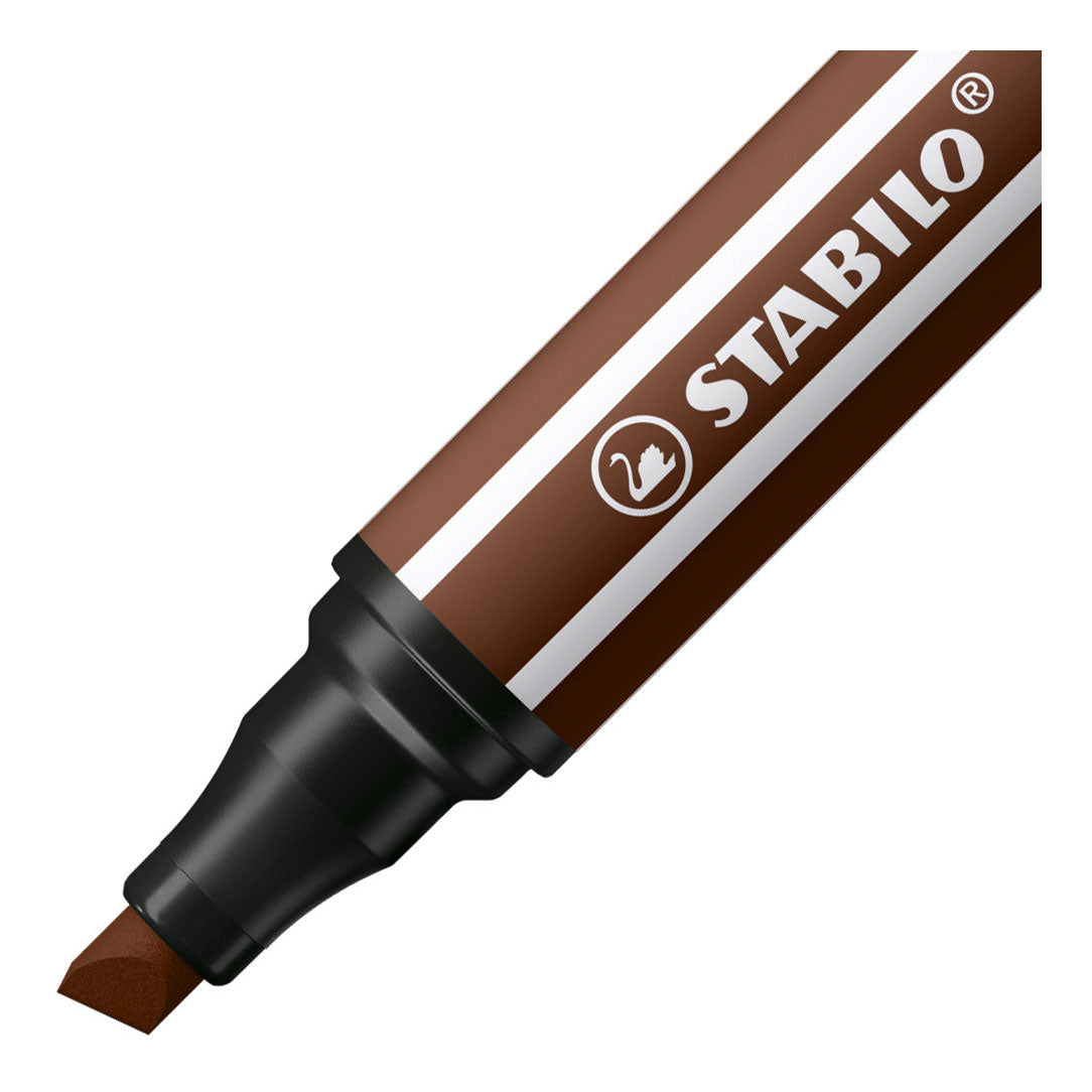 Stabilo pen 68 max - feutre à pointe biseautée épaisse - marron