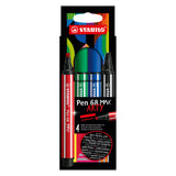 Stilo Pen 68 Max Arty Felt -Tip Pen avec un pic de burin épais 4 couleurs