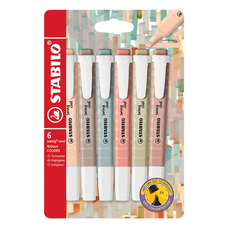 Stabilo tekstmarker swing cool 275 6-09 kleurenassortiment breed beitel 6 stuks