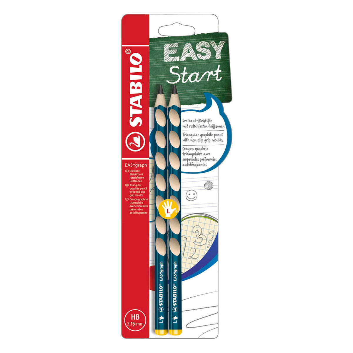 Stabilo easygraph hb crayon graphite pour gaucher essence - 2 pcs.