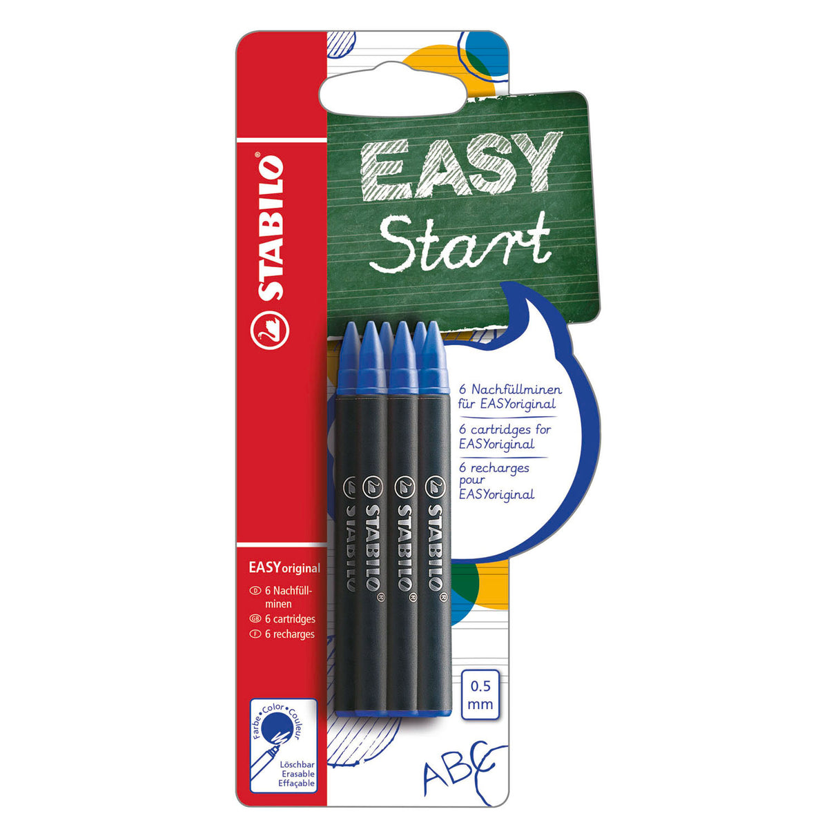 Recharges Stabilo easyoriginal bleu moyen - 6 pcs.