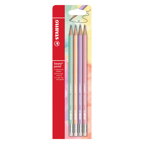 Crayons graphite Stabilo Swano Pastel HB avec pointe gomme - 4 pcs.