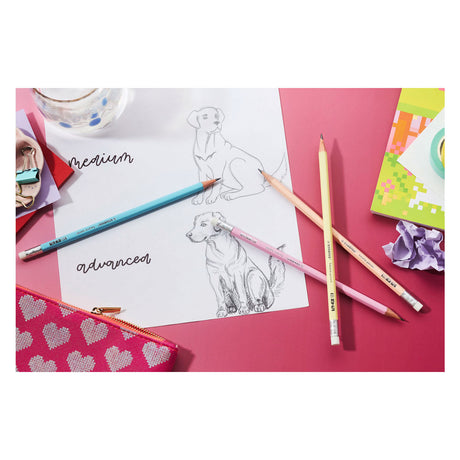 Crayons graphite Stabilo Swano Pastel HB avec pointe gomme - 4 pcs.