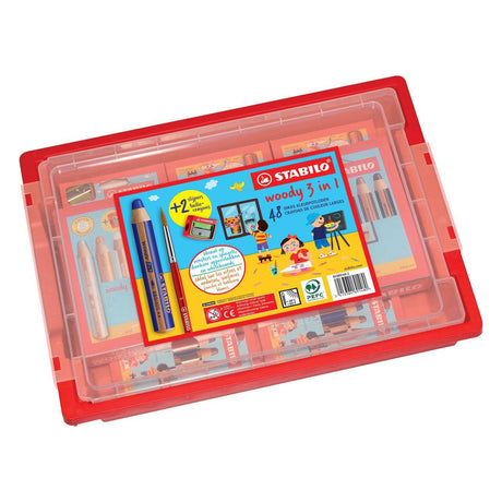 Stabilo woody 3in1 schoolverpakking kleurpotloden - 48dlg. met 2 puntenslijpers
