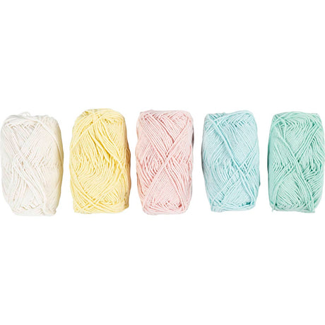 Fil de coton Creativ company, taille 8 4, l: 5x50 m, couleurs pastel, 5x20 g 1 boîte