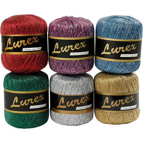 Fil lurex pailleté, l: 160 m, différentes couleurs, 6x25 gr 1 boîte