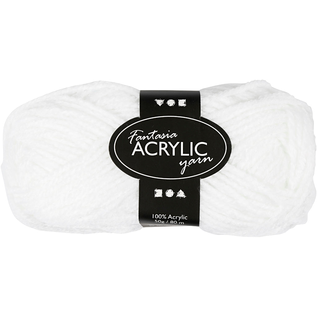 Fil acrylique Creativ company, blanc, 50gr, 80m