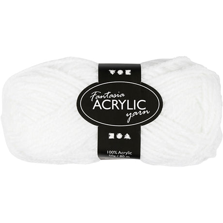 Fil acrylique Creativ company, blanc, 50gr, 80m