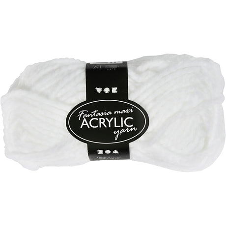 Fil acrylique fantaisie Creativ company, l: 35 m, maxi, blanc, 50 g 1 pelote