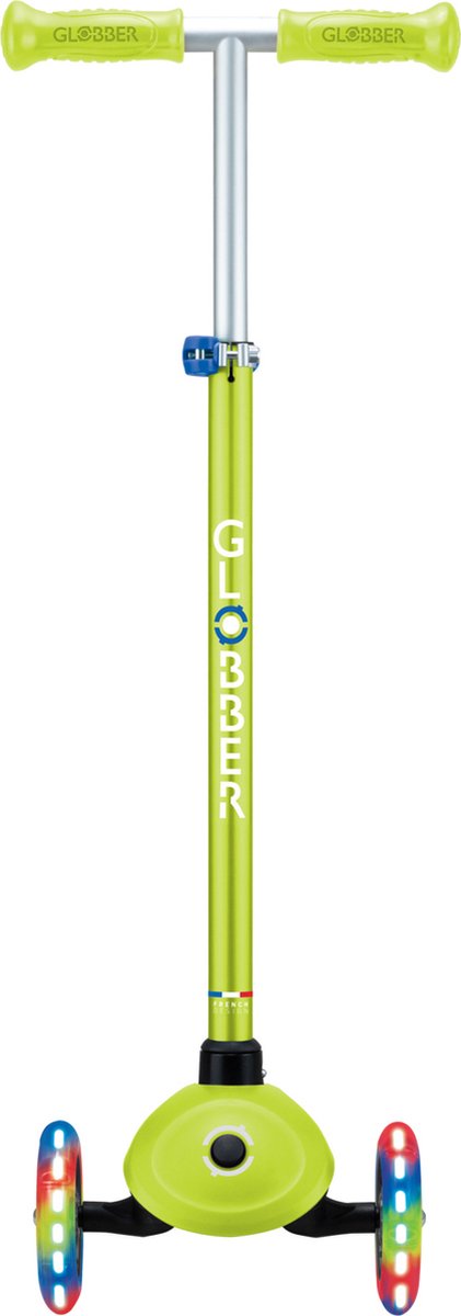 Trottinette 3 roues Globber - primo plus lumières vert lime - vert - roues lumineuses - hauteur réglable - de 3 à 9 ans