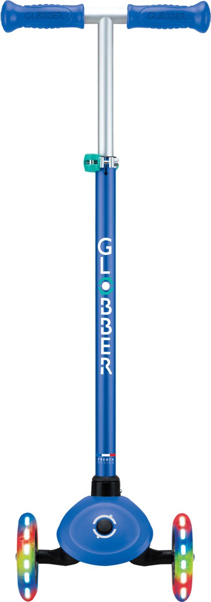 Trottinette 3 roues Globber - primo plus lumières bleu marine - bleu - roues lumineuses - hauteur réglable - de 3 à 9 ans