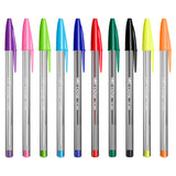 Stylos à bille multicolores Bic cristal pointe large (1,6 mm) - différentes couleurs - paquet de 15 pièces