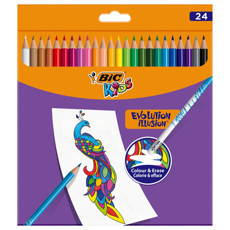 Bic kids illusion - crayons de couleur - enfants et adultes - différentes couleurs - crayon - 24 pièces