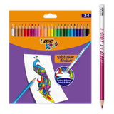 Bic kids illusion - crayons de couleur - enfants et adultes - différentes couleurs - crayon - 24 pièces