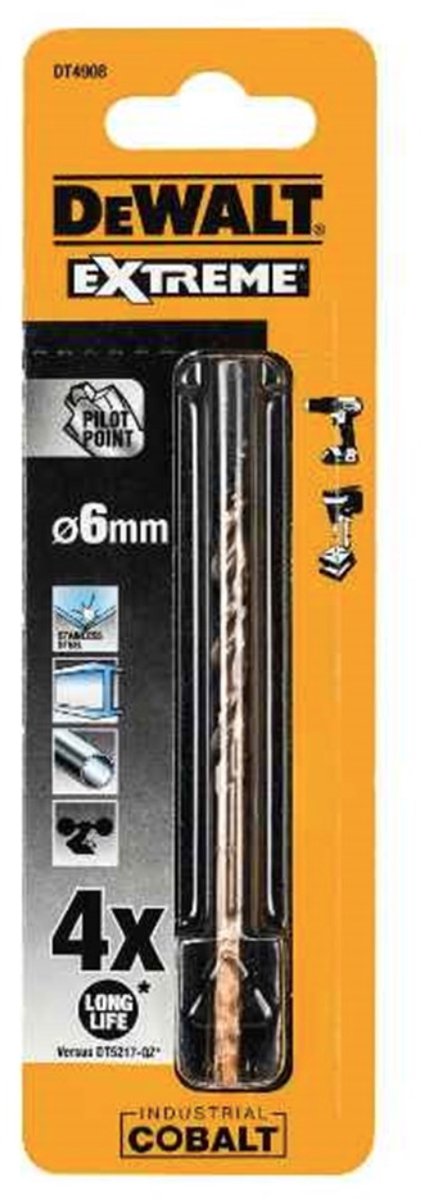 Accessoires Dewalt foret à métal industriel hss au cobalt 6.0mm - dt4908-qz