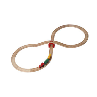 Coffret de train en bois, 20 pièces.