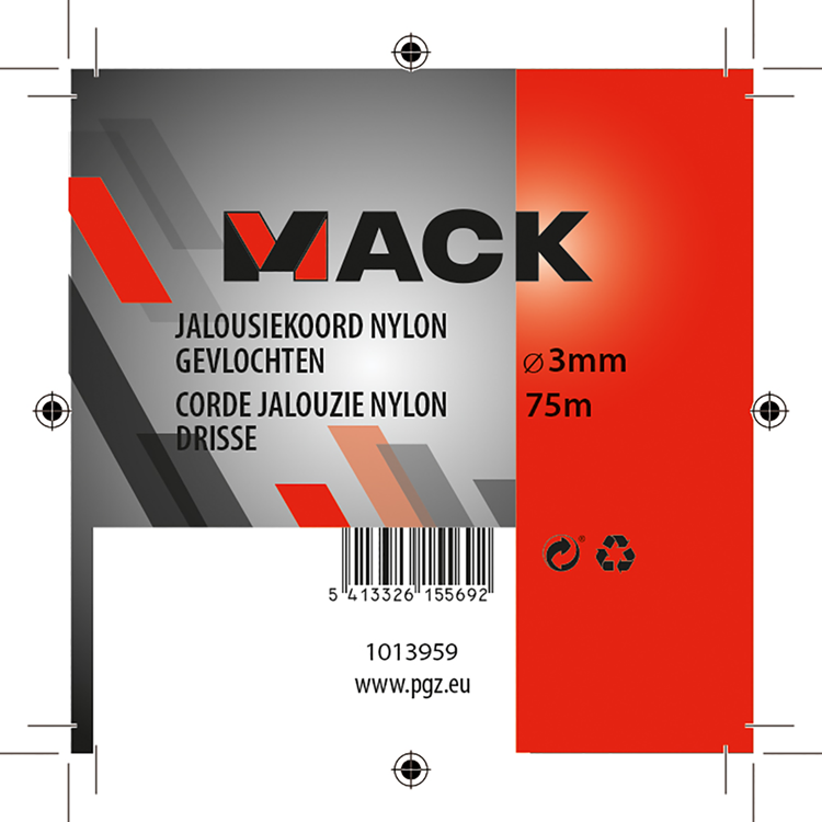 Mack 1013959 - jaloeziekoord nylon wit bobijn3mm 75m | 5 stuks