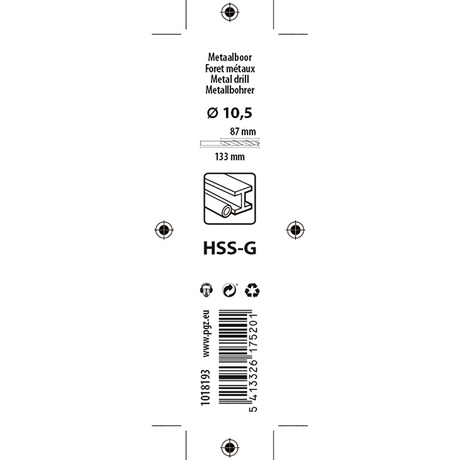 Mack 1018193 - metaalboor hss g din 338 ø 10,5 x 133 mm | 5 stuks