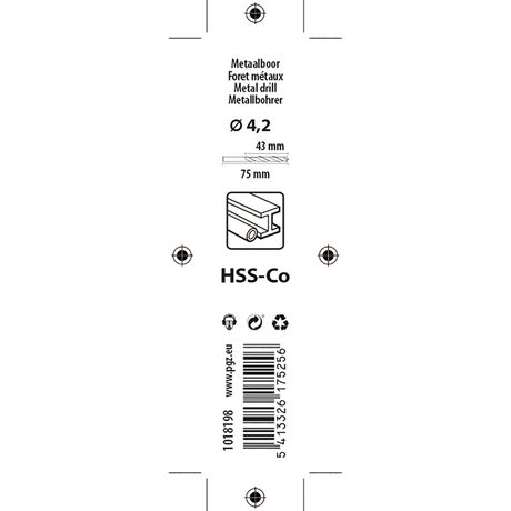 Mack 1018198 - metaalboor hss co5% din 338 ø 4,2 x 75 mm | 5 stuks