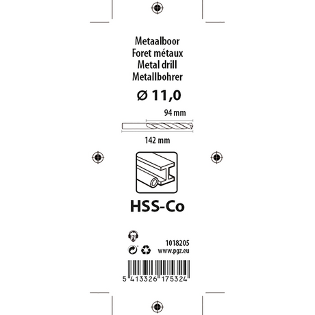 Mack 1018205 - metaalboor hss co5% din 338 ø 11,0 x 142 mm | 5 stuks
