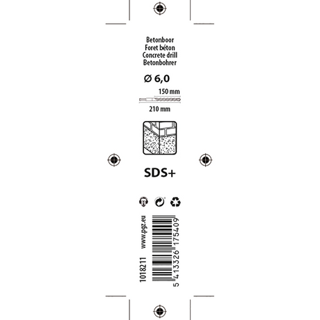 Mack 1018211 - hamerboor sds + ø 6,0 x 210 mm | 5 stuks