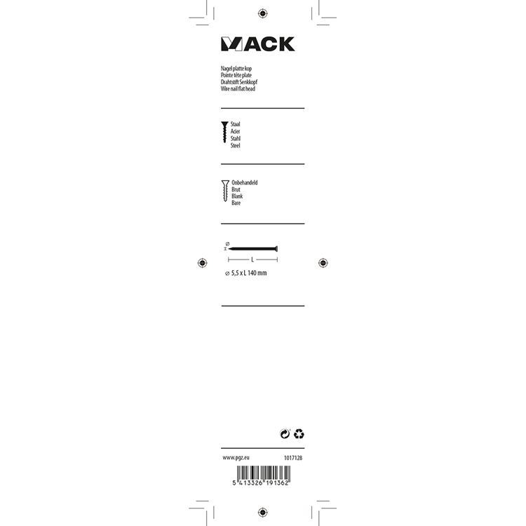 Mack 1017128 - nagel platte kop 180 gr 5,5 x 140 mm | 10 stuks
