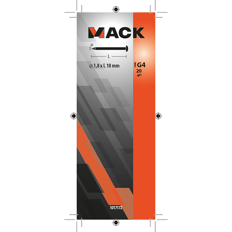 Mack 1017172 - nagel bolle kop messing 20 gr 1,8 x 18 mm | 10 stuks