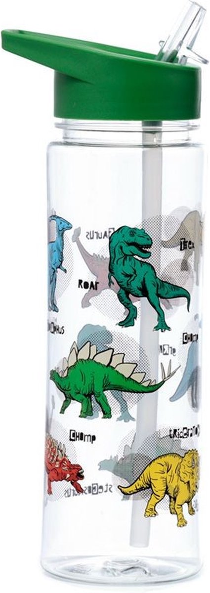 Bouteille d'eau ecozen Dinosauria 550ml avec paille rabattable